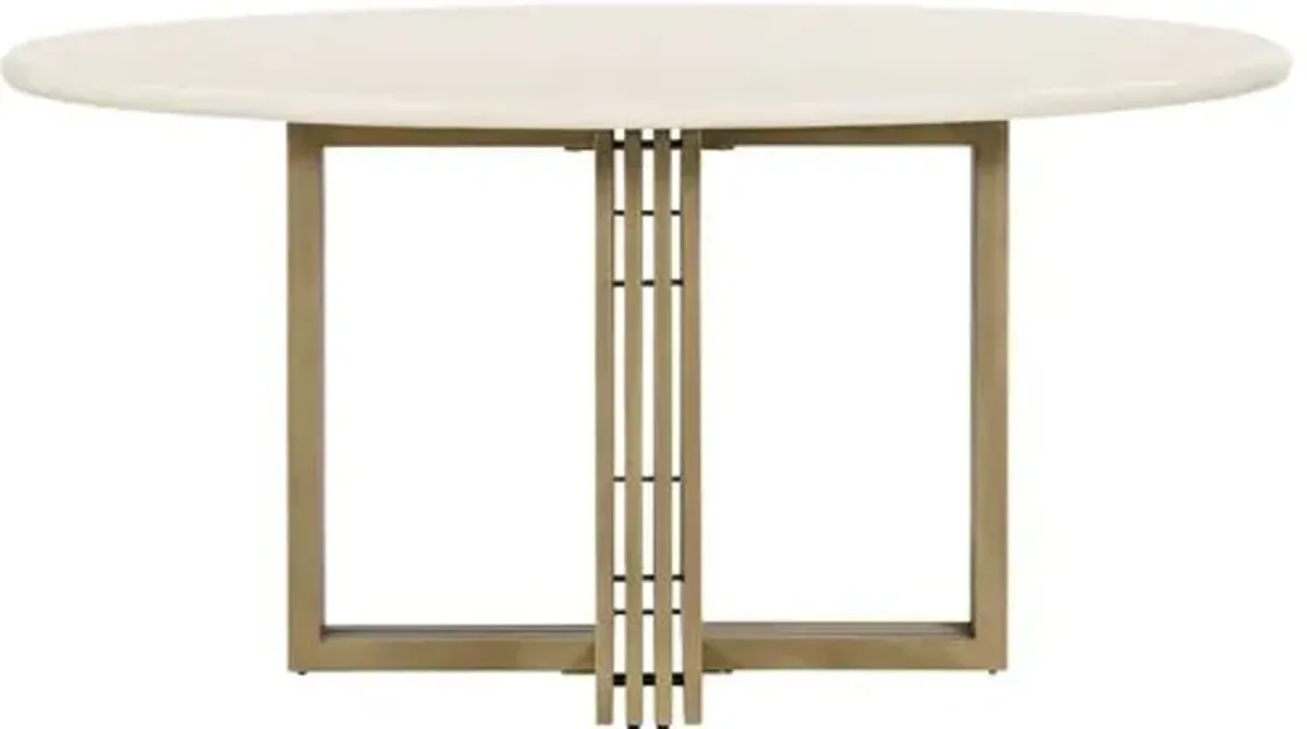 Liv Round 60" Round Dining Table - White Concrete/Gold