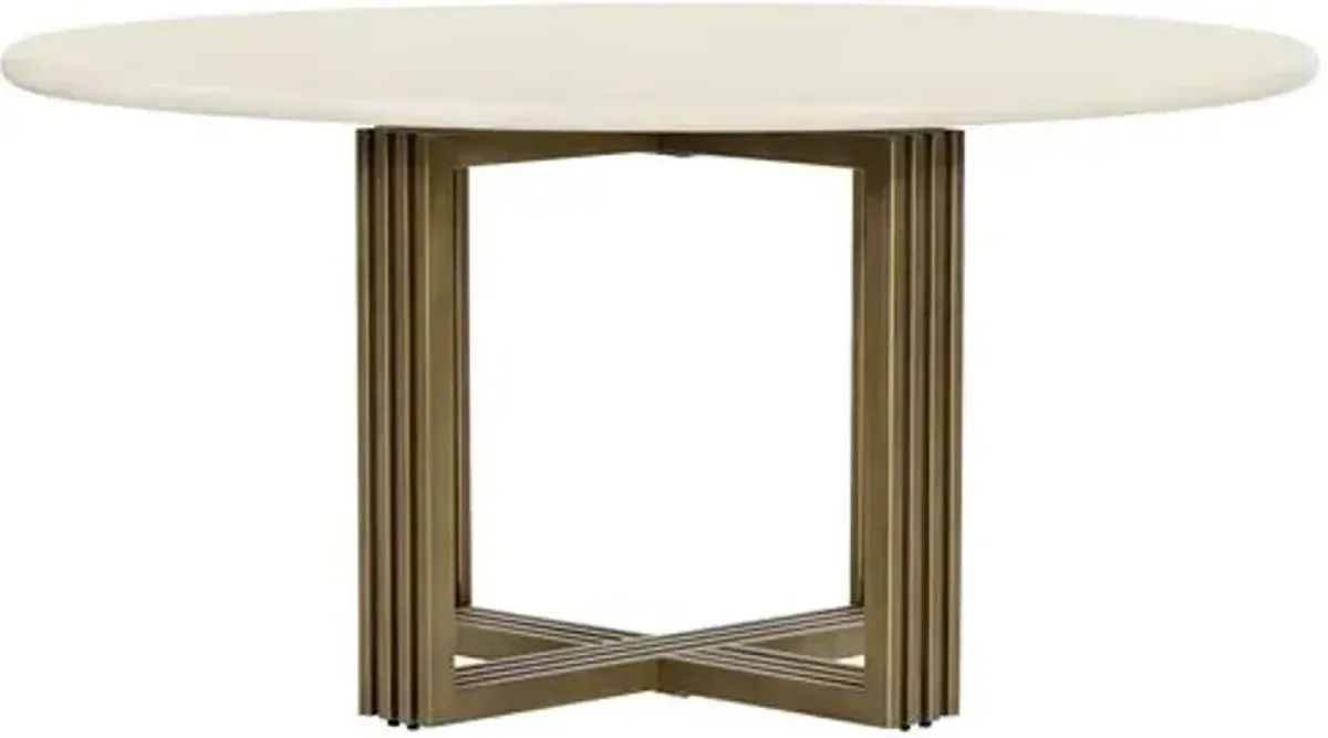 Liv Round 60" Round Dining Table - White Concrete/Gold