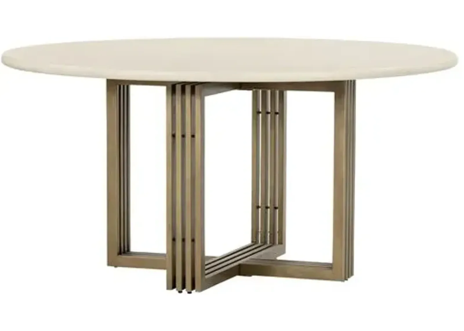 Liv Round 60" Round Dining Table - White Concrete/Gold