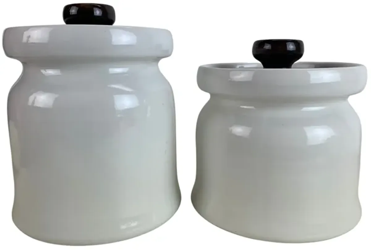 1960s Midcentury Ceramic Canisters - Set of 4 - Eat Drink Home - White