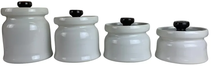 1960s Midcentury Ceramic Canisters - Set of 4 - Eat Drink Home - White