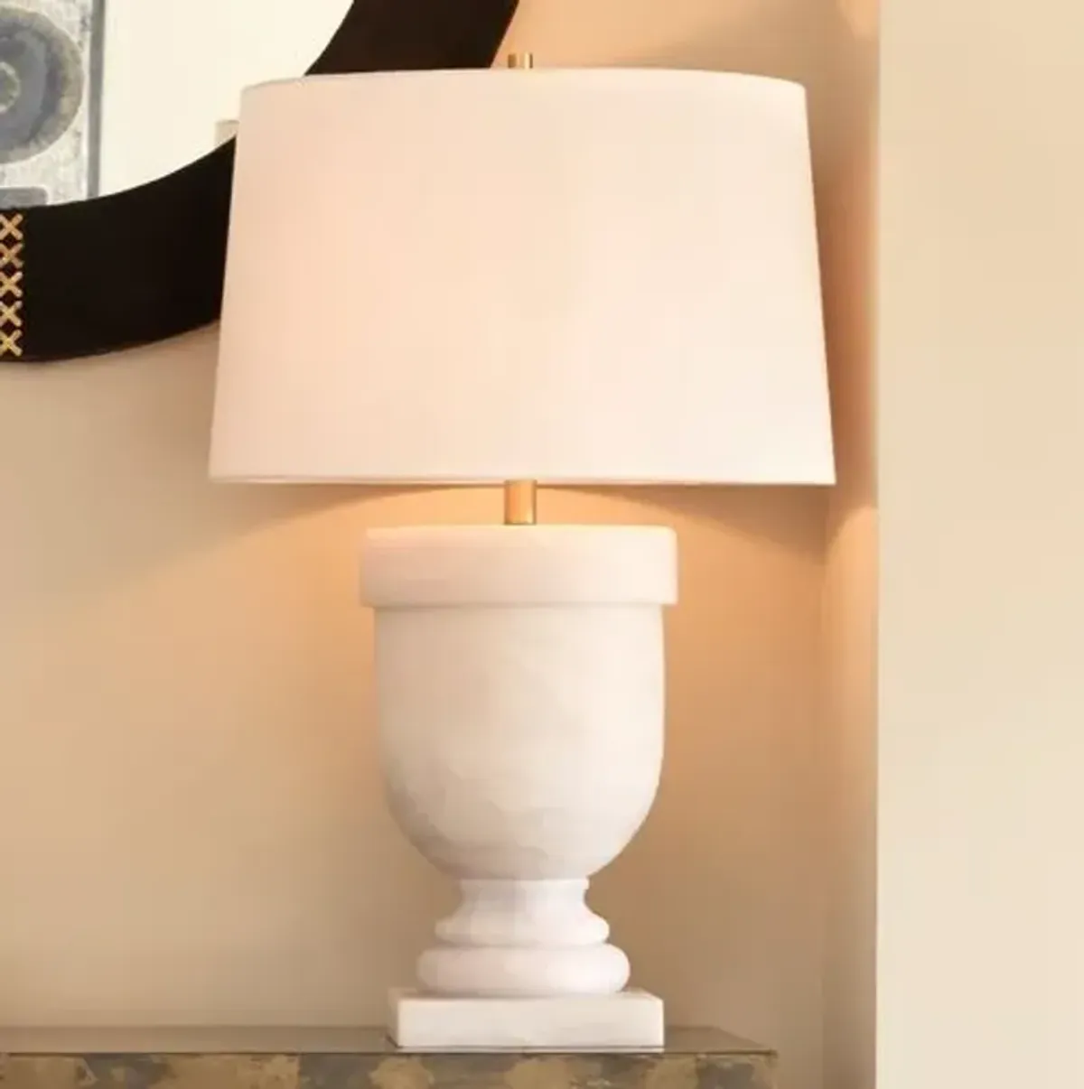 Carnegie Table Lamp - White Faux Alabaster - Jamie Young Co.