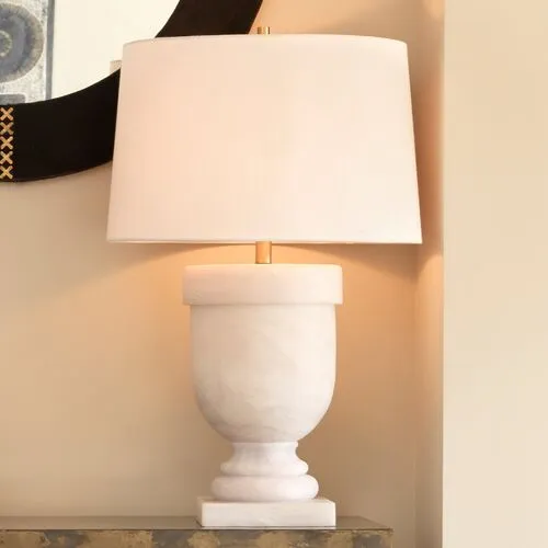 Carnegie Table Lamp - White Faux Alabaster - Jamie Young Co.