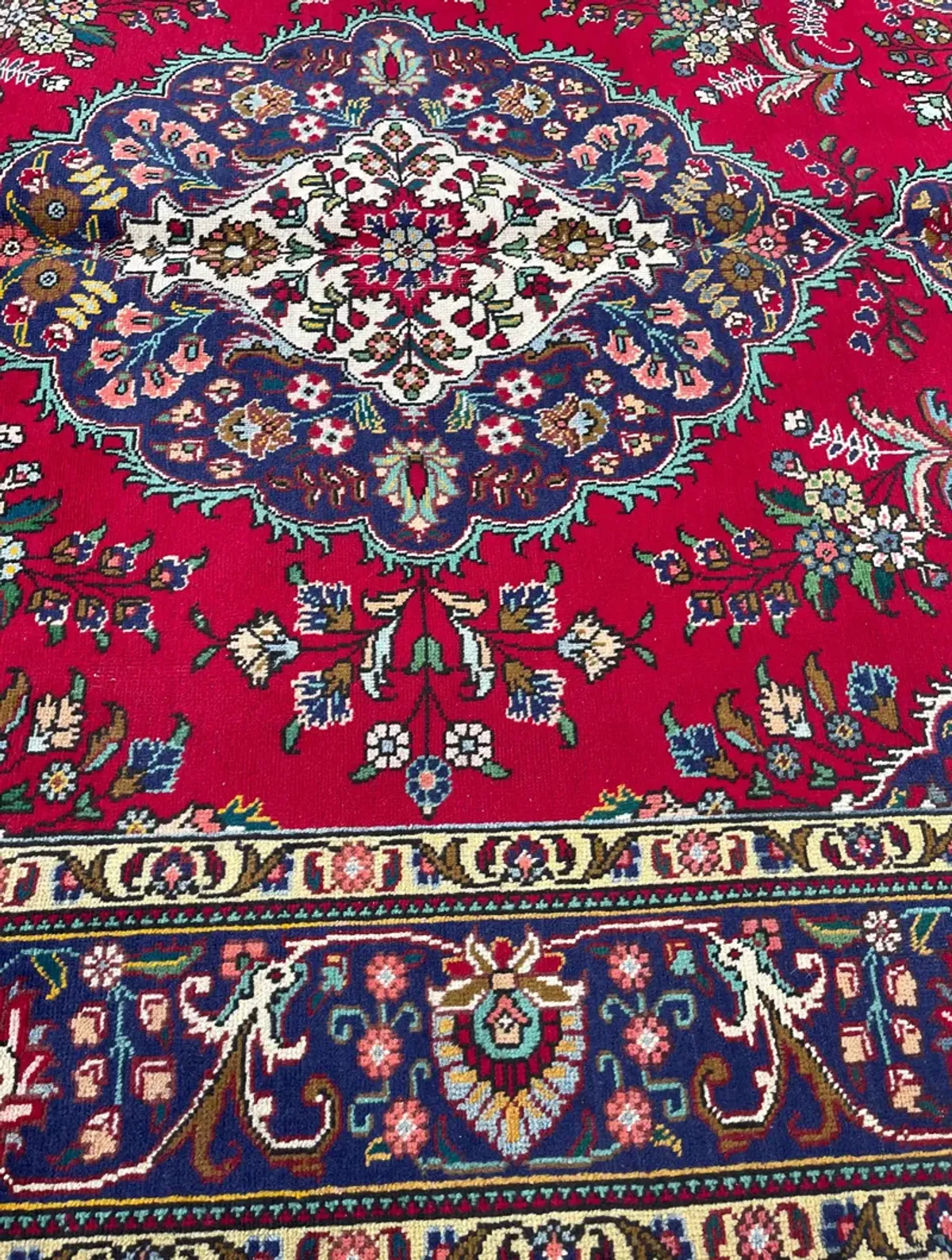 6'5" x 9'4" Vintage Persian Rug - F.J. Kashanian - Red - Red