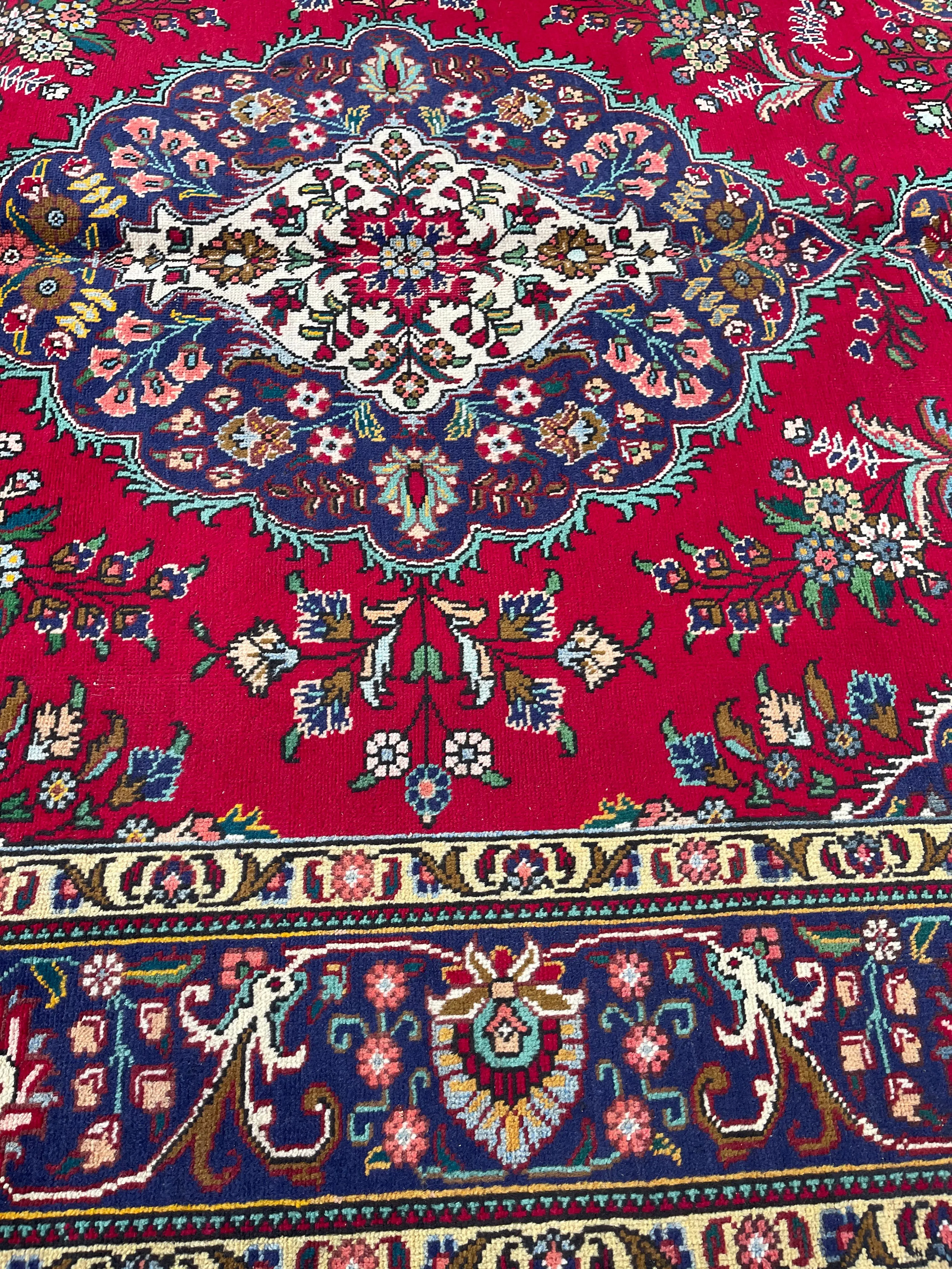 6'5" x 9'4" Vintage Persian Rug - F.J. Kashanian - Red - Red