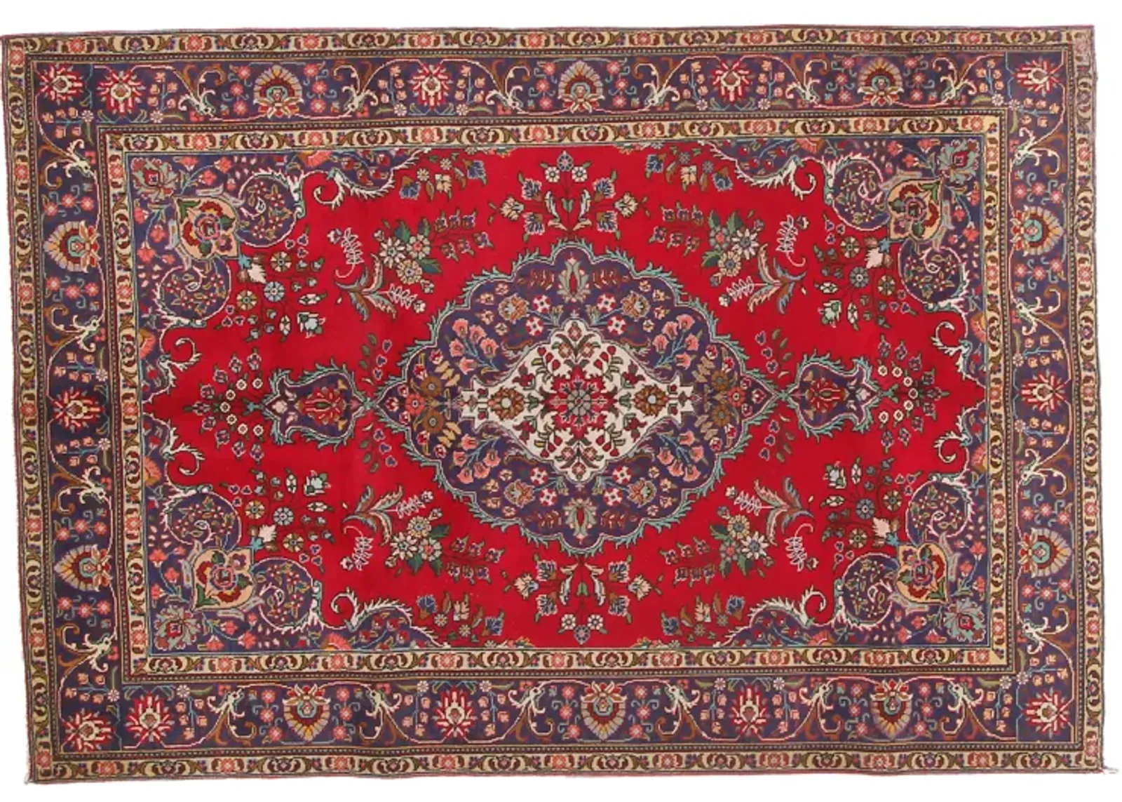 6'5" x 9'4" Vintage Persian Rug - F.J. Kashanian - Red - Red