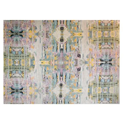 10'x14' Sari Graphic Rug - Pale Aqua - F.J. Kashanian - Blue - Blue