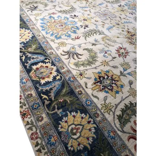 8'x10' Agra Rug - Ivory/Navy Blue - F.J. Kashanian - Blue