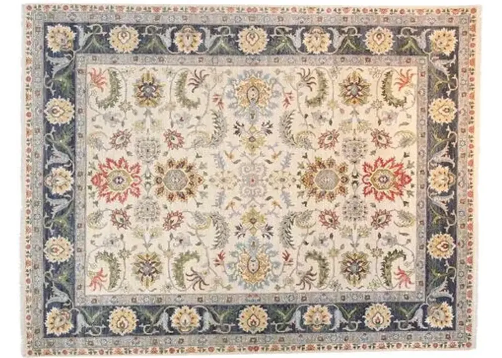 8'x10' Agra Rug - Ivory/Navy Blue - F.J. Kashanian - Blue