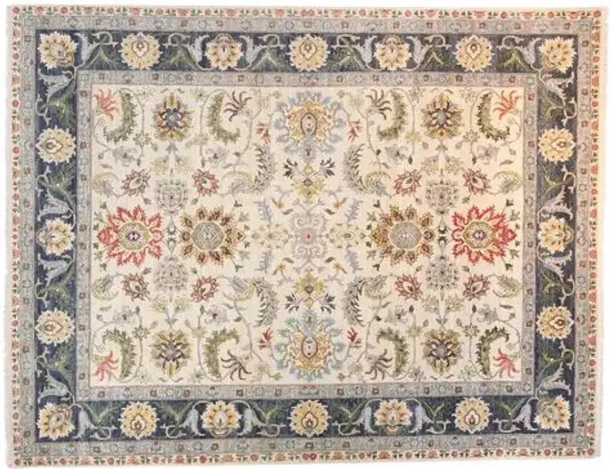 8'x10' Agra Rug - Ivory/Navy Blue - F.J. Kashanian - Blue