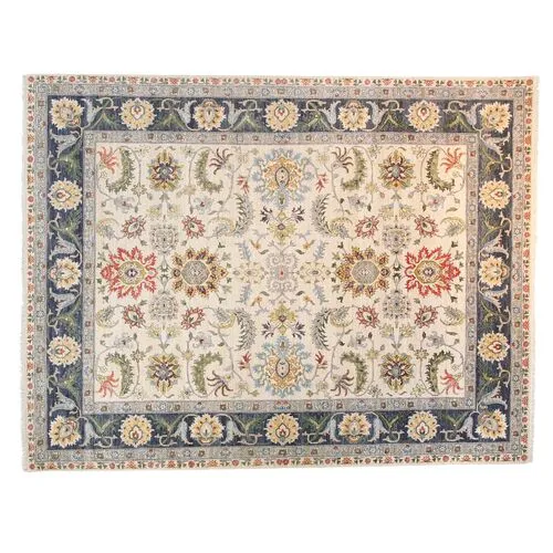 8'x10' Agra Rug - Ivory/Navy Blue - F.J. Kashanian - Blue