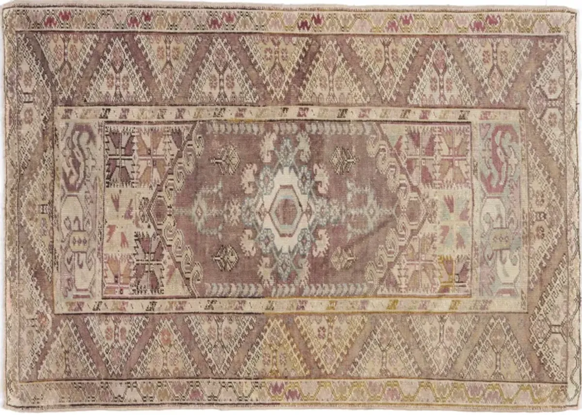 Turkish Oushak Rug - 3'10 X 5'6 - Brown - Brown