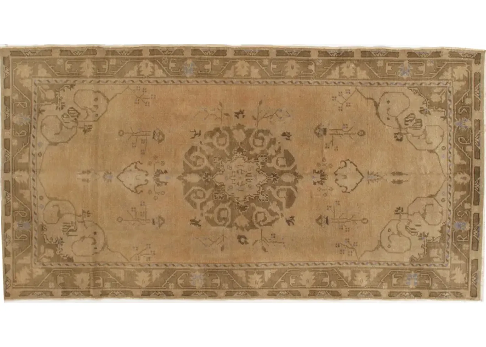 Turkish Oushak Rug Carpet - 4'5" X 8'7" - Brown - Brown