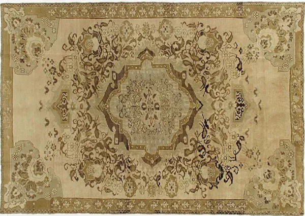 Turkish Oushak Rug Carpet - 7'4 X 10'3 - Green - Green