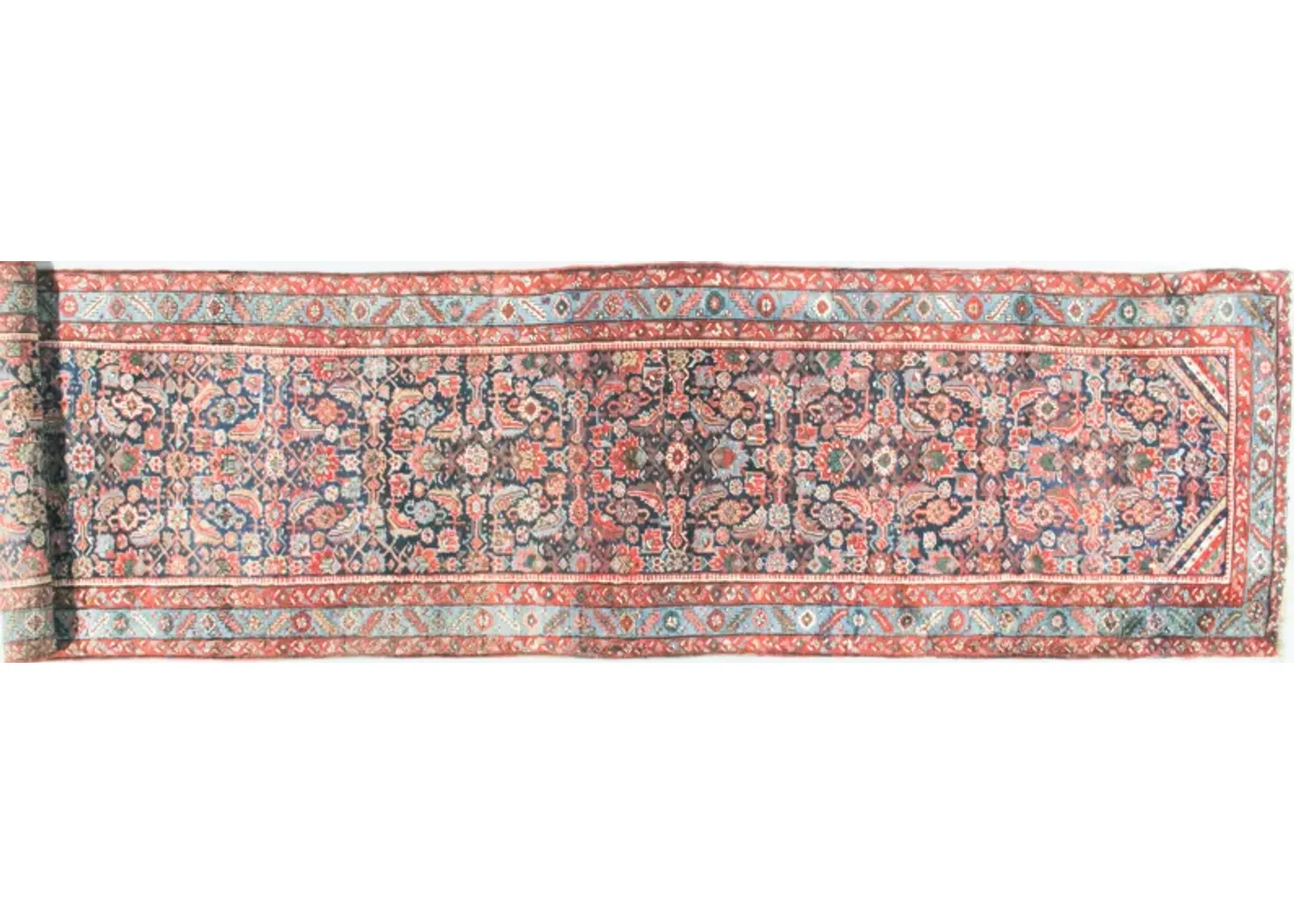 Persian Long Heriz Runner - 3'9" X 19'4" - Blue