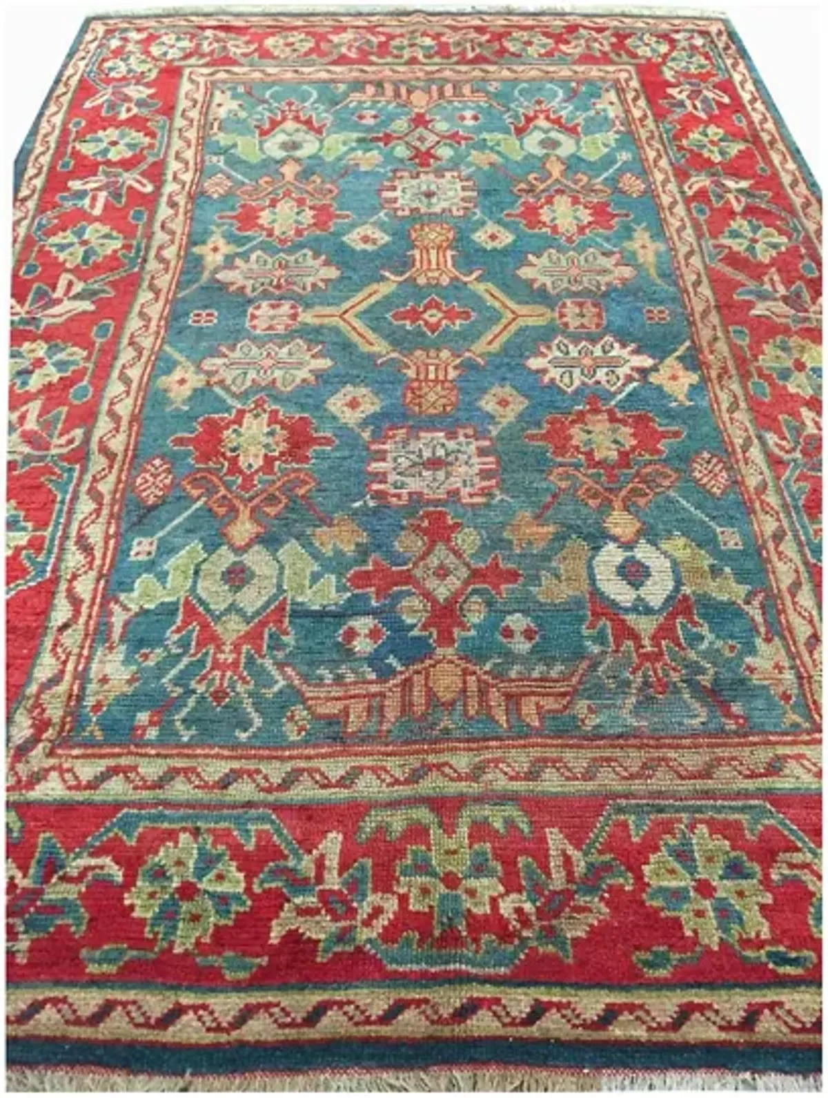 Turkish Oushak Rug - 6' X 9' - Red - Red