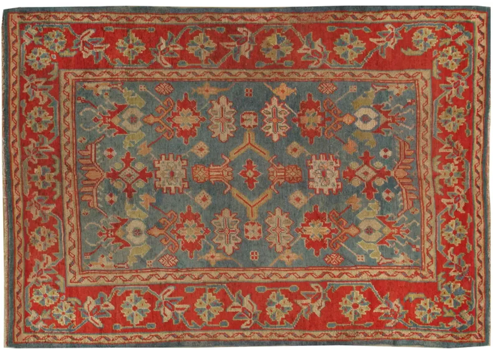 Turkish Oushak Rug - 6' X 9' - Red - Red