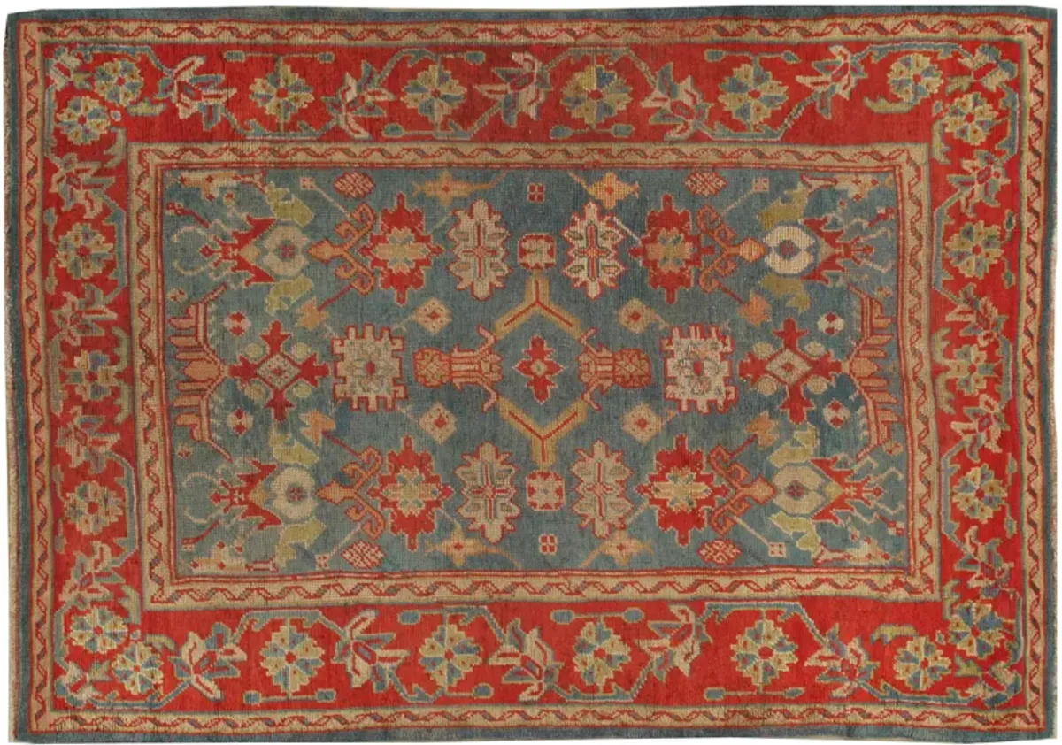 Turkish Oushak Rug - 6' X 9' - Red - Red