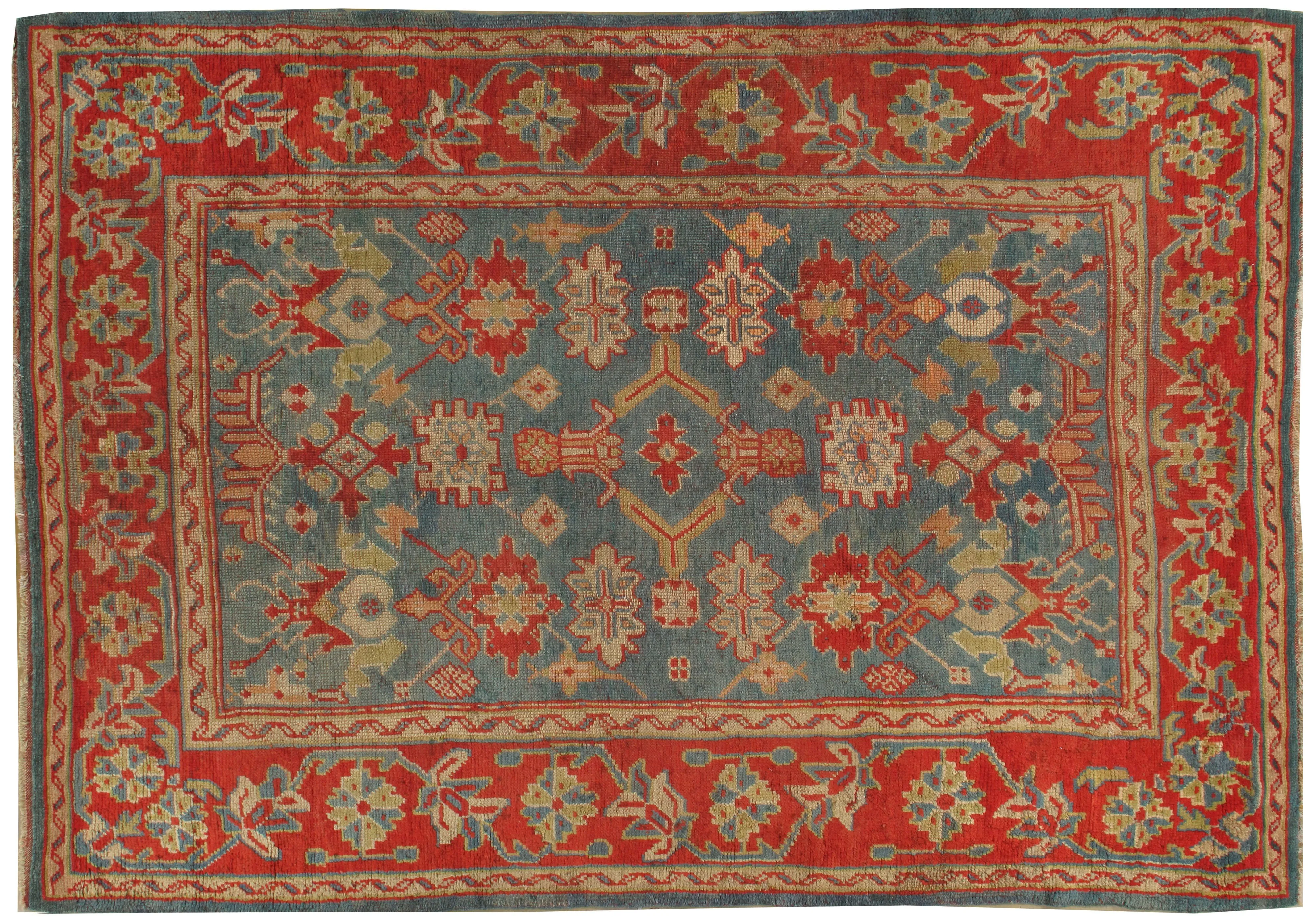 Turkish Oushak Rug - 6' X 9' - Red - Red