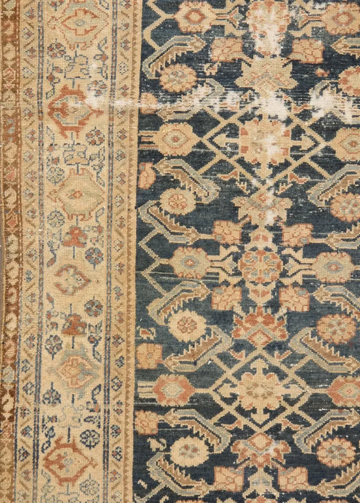 Slightly Distressed Malayer Rug 4'4 X 5' - Blue - Blue