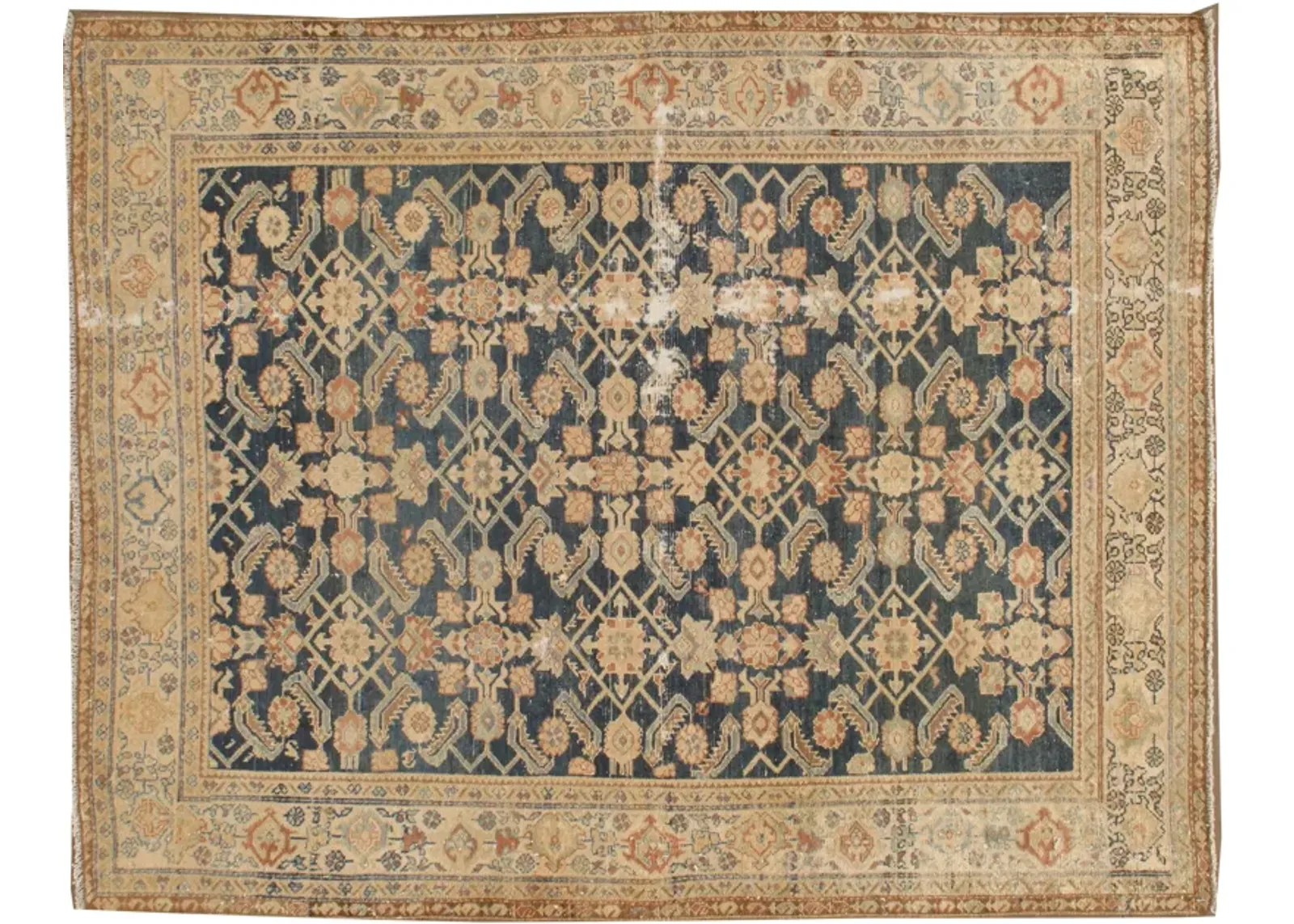 Slightly Distressed Malayer Rug 4'4 X 5' - Blue - Blue