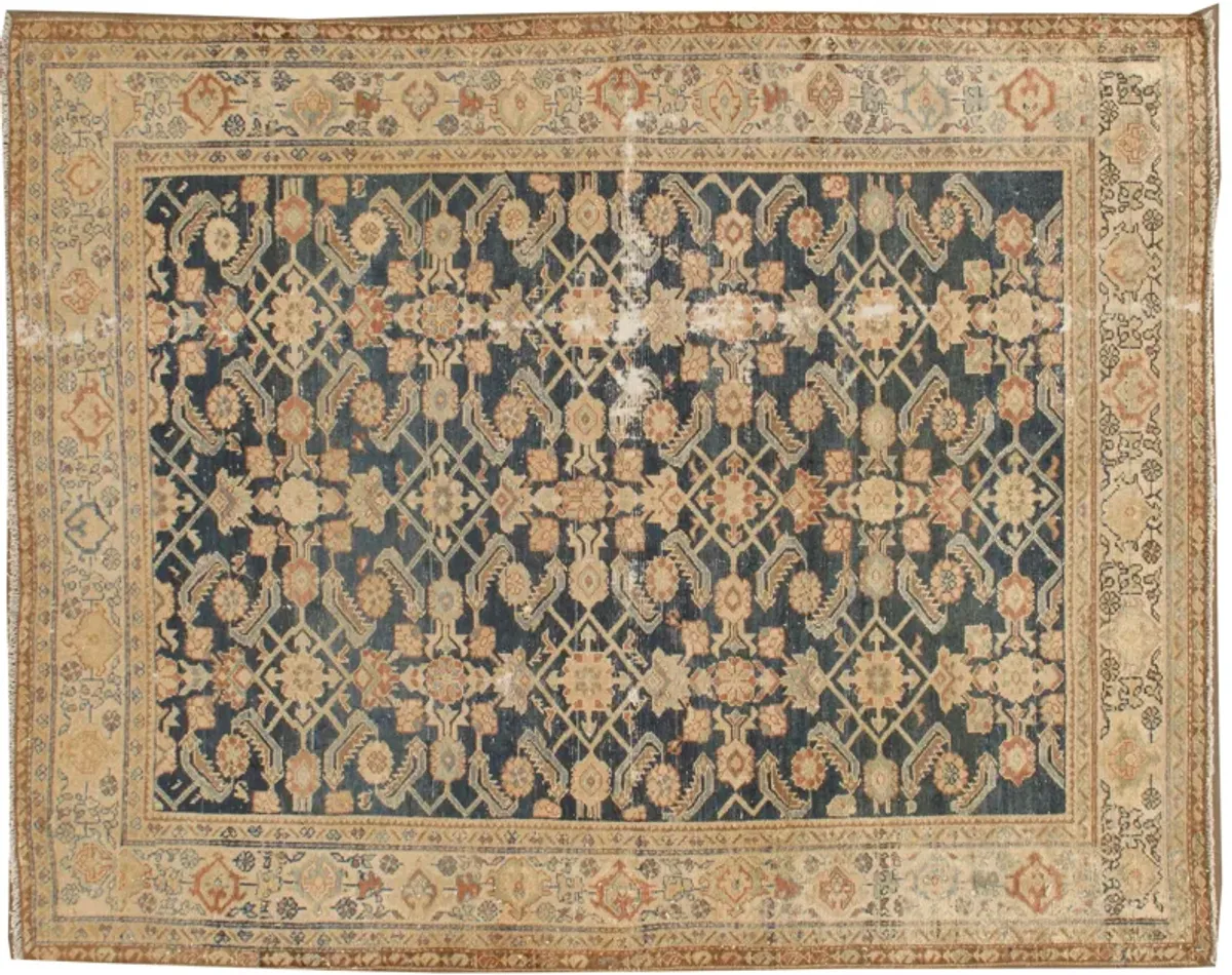 Slightly Distressed Malayer Rug 4'4 X 5' - Blue - Blue