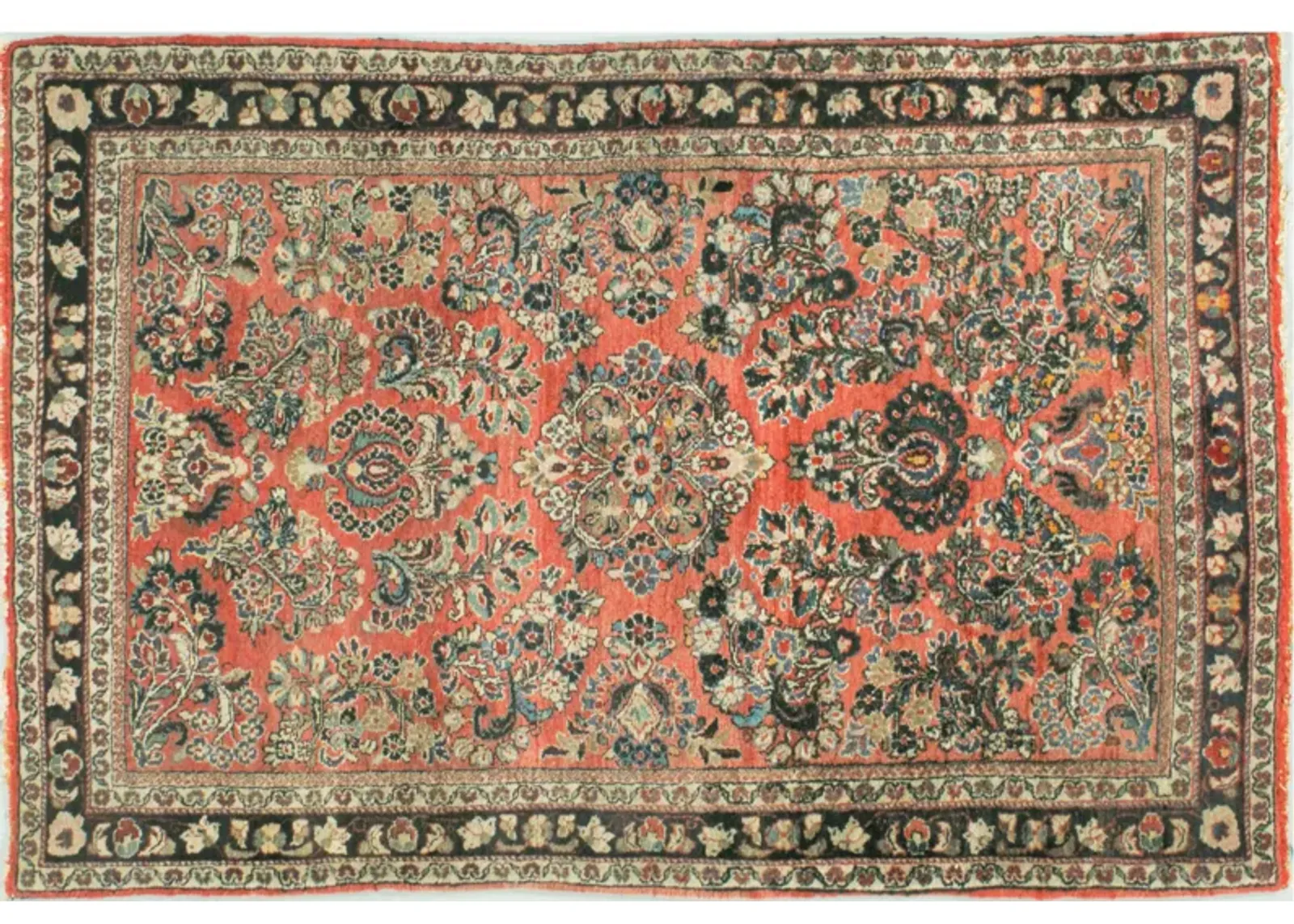 Persian Sarouk Rug 3'3 X 4'11 - Red - Red