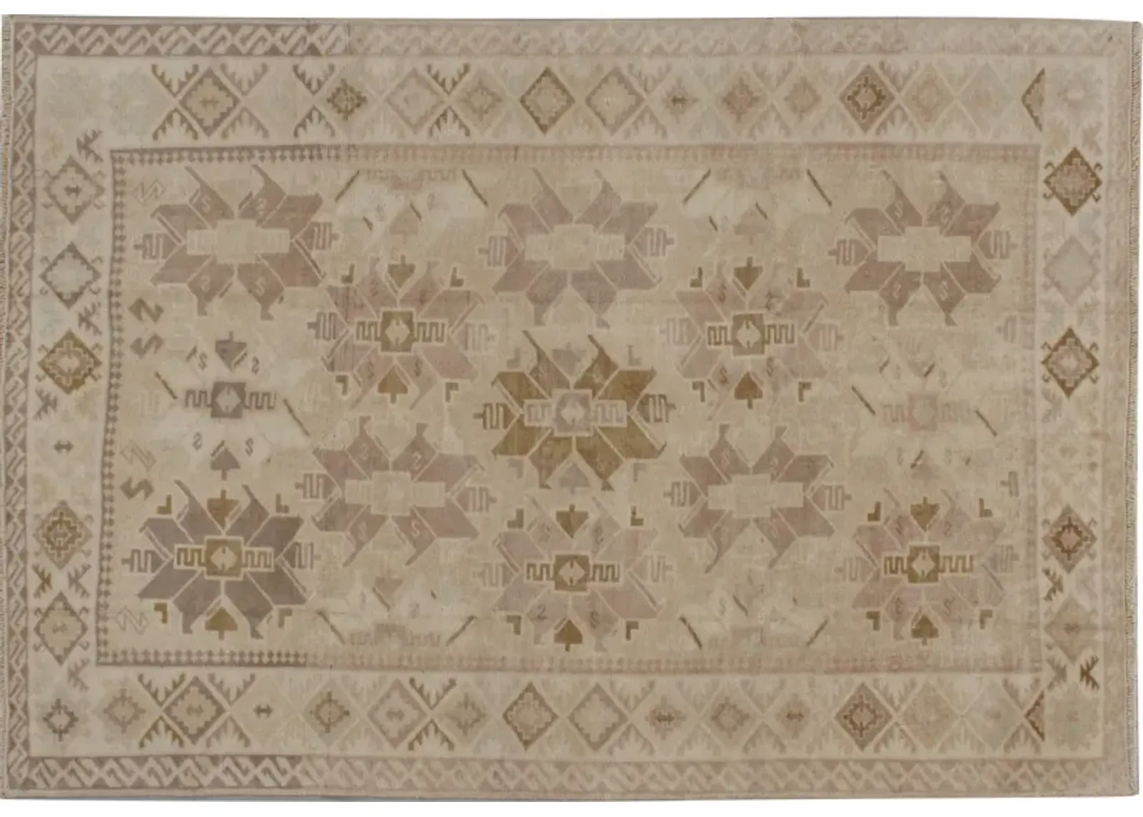 Turkish Oushak Rug 3'11" X 5'8" - Beige - Beige