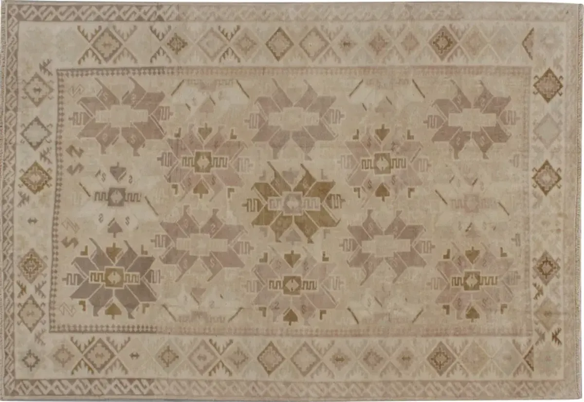 Turkish Oushak Rug 3'11" X 5'8" - Beige - Beige