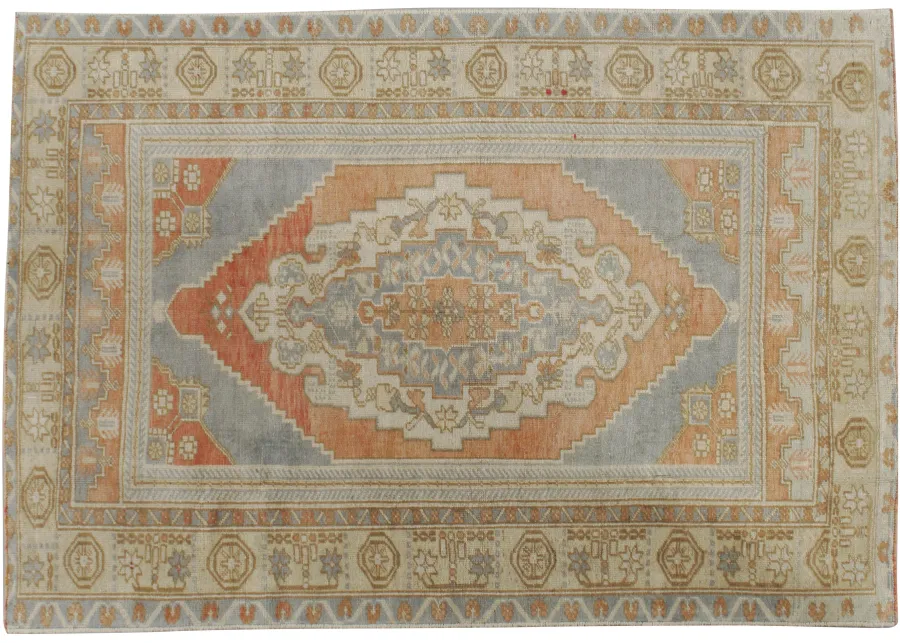 Turkish Oushak Rug 3'10" X 5'6" - Blue - Blue