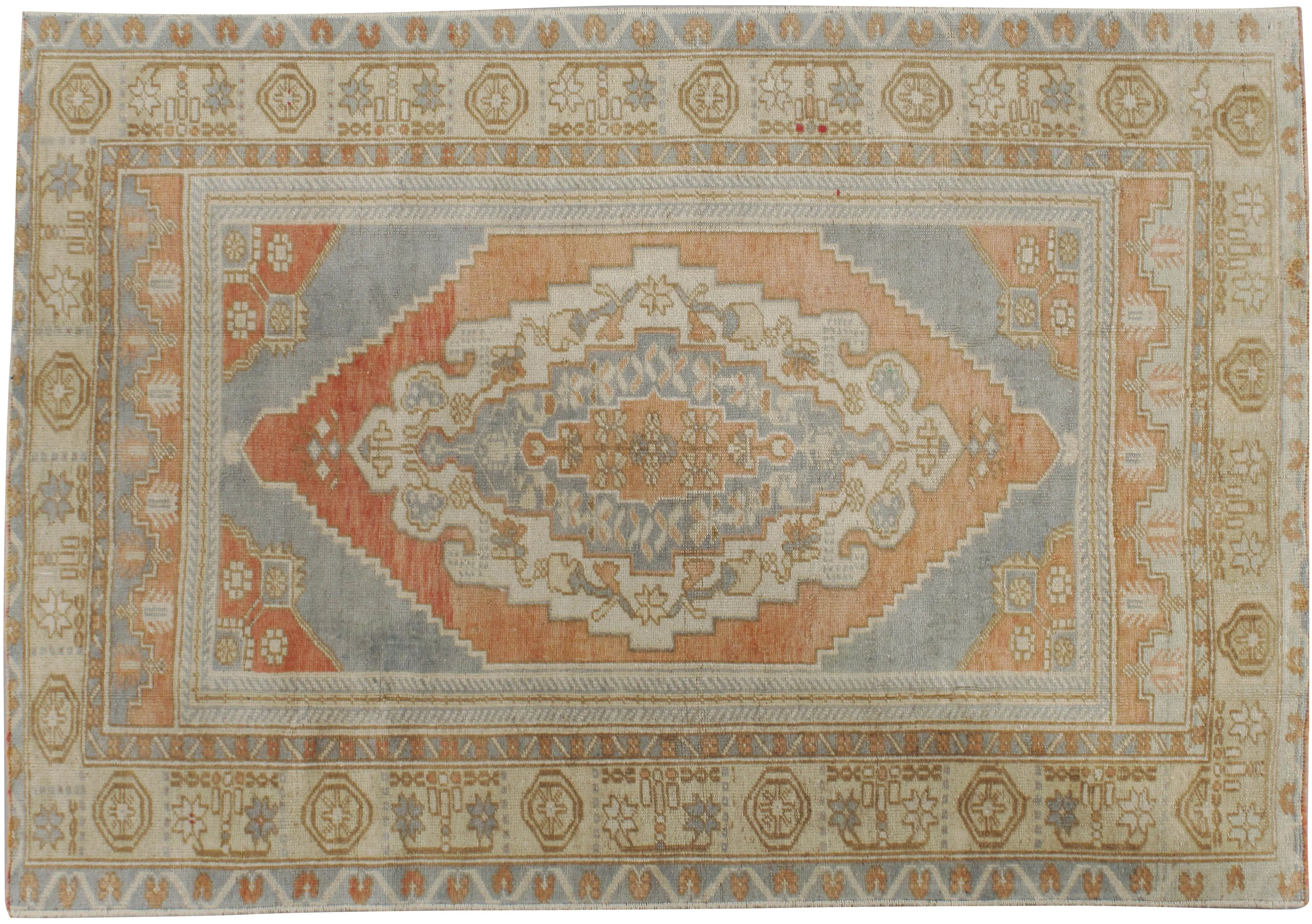 Turkish Oushak Rug 3'10" X 5'6" - Blue - Blue