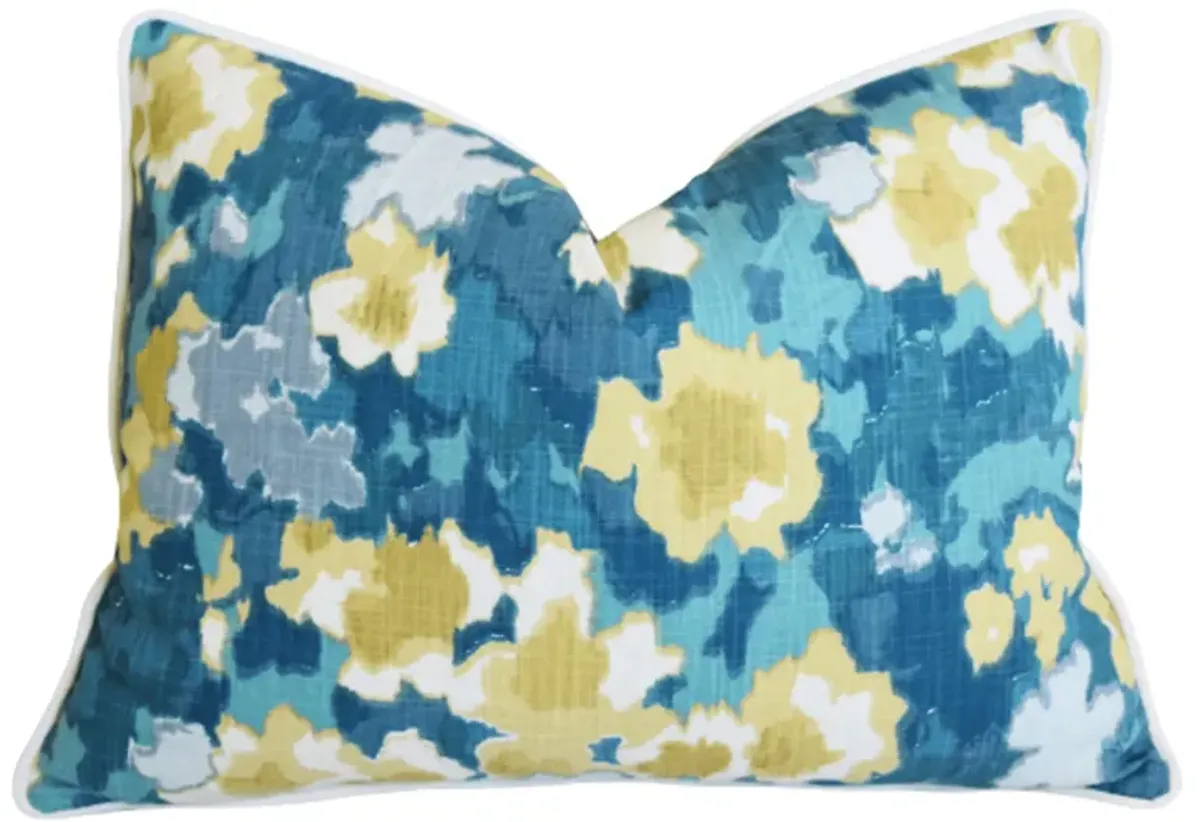 Madcap Cottage Floral Pillow - Blue/Gold