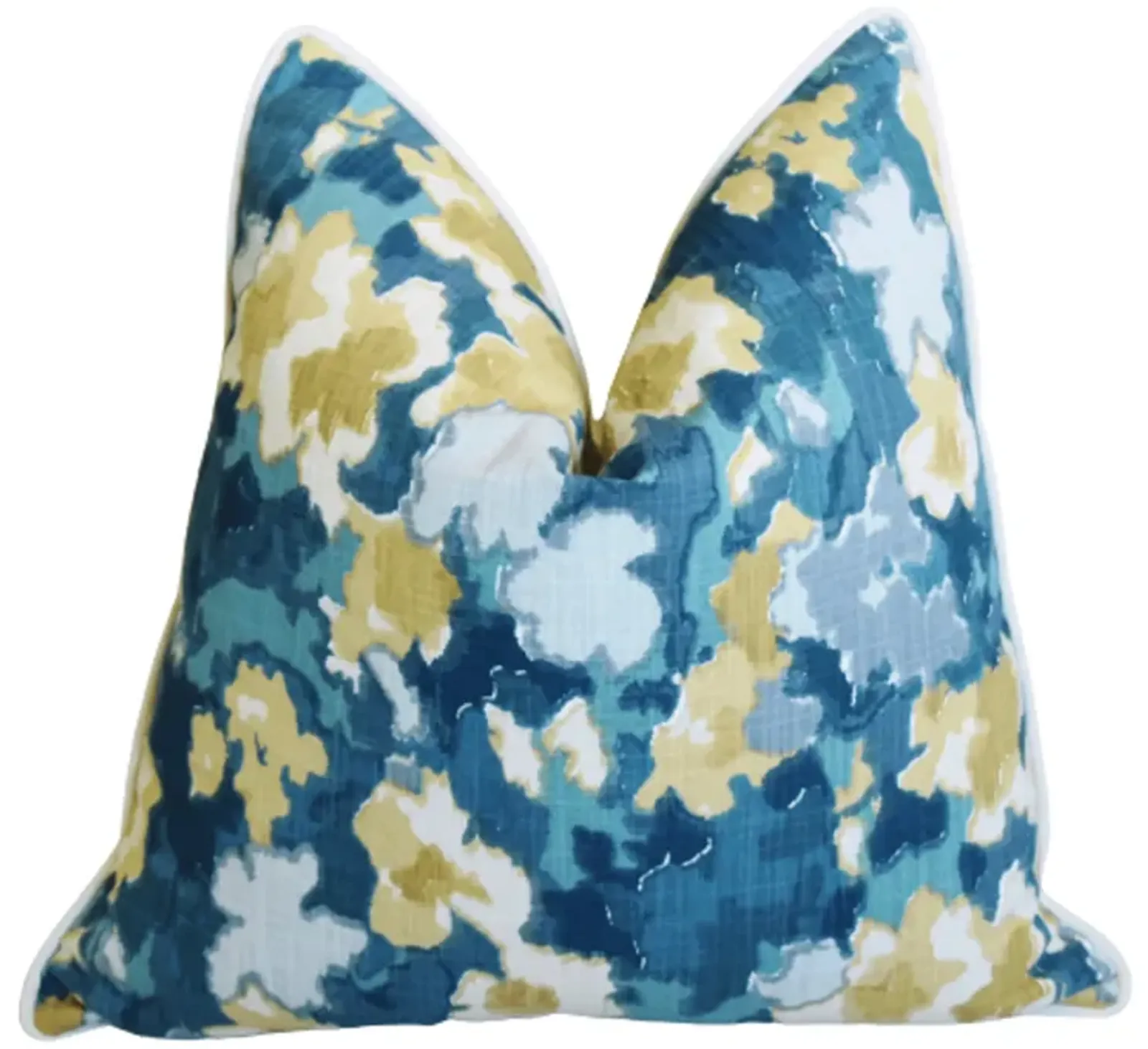 Madcap Cottage Floral Pillow - Blue/Gold