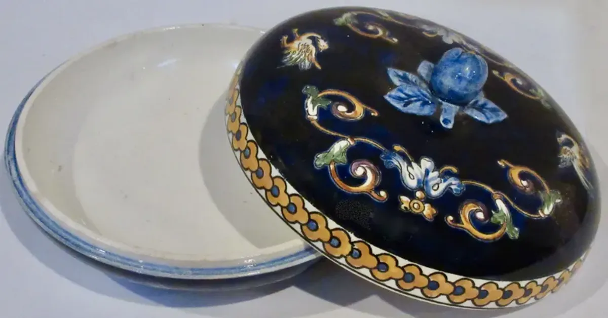 Gien French Faience Bon Bon Box - The Emporium Ltd. - Blue