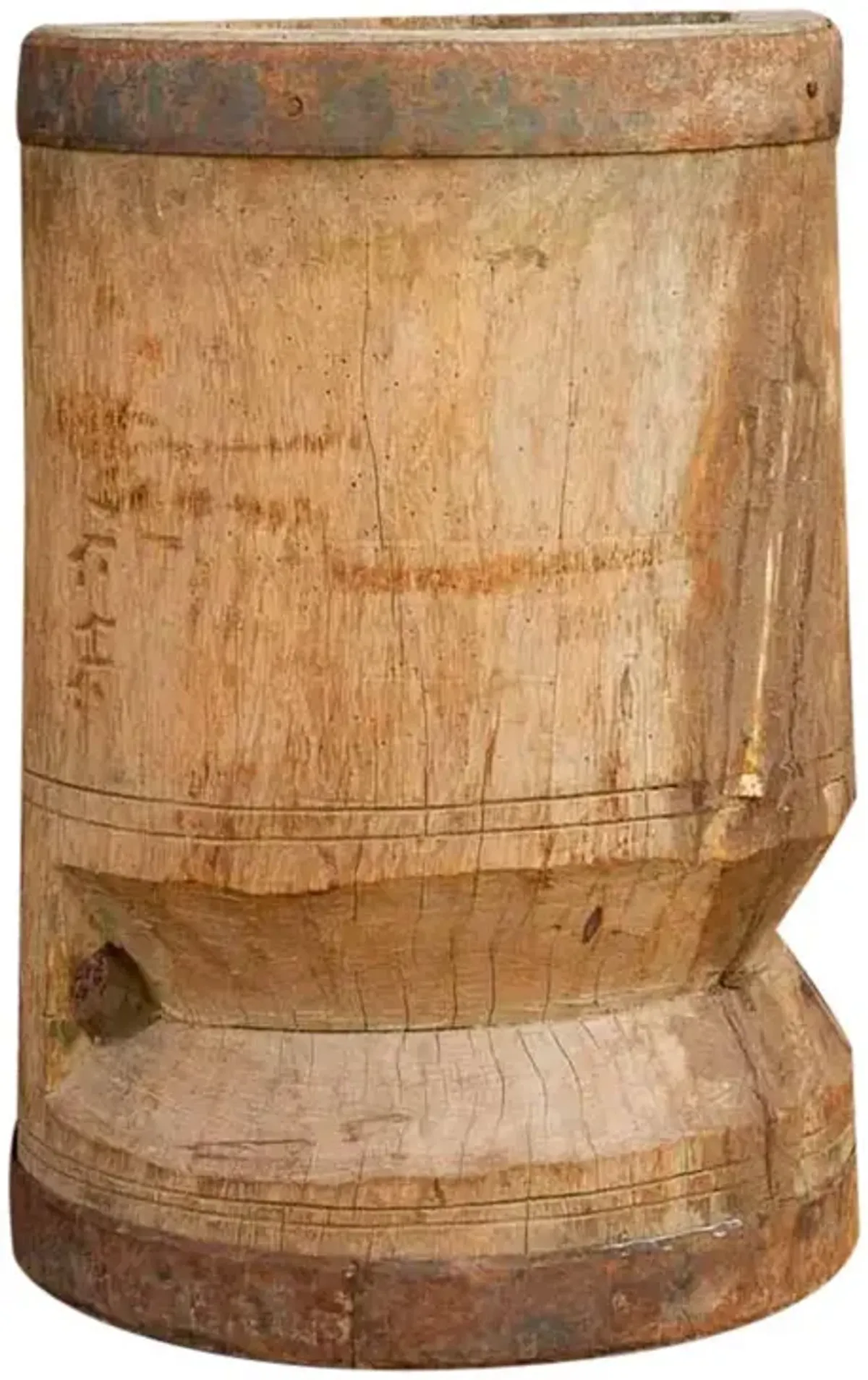 Teak Okhli Tribal Grinder Outdoor Pot - de-cor - brown