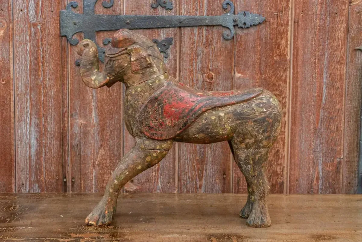 Nepalese Hand Painted Elephant Statue - de-cor - brown