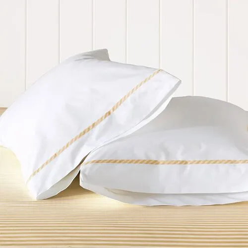 Barclay Butera - Newman Bisque Sheet Set - White/Yellow, 300 Thread Count, Egyptian Cotton Sateen, Soft and Luxurious