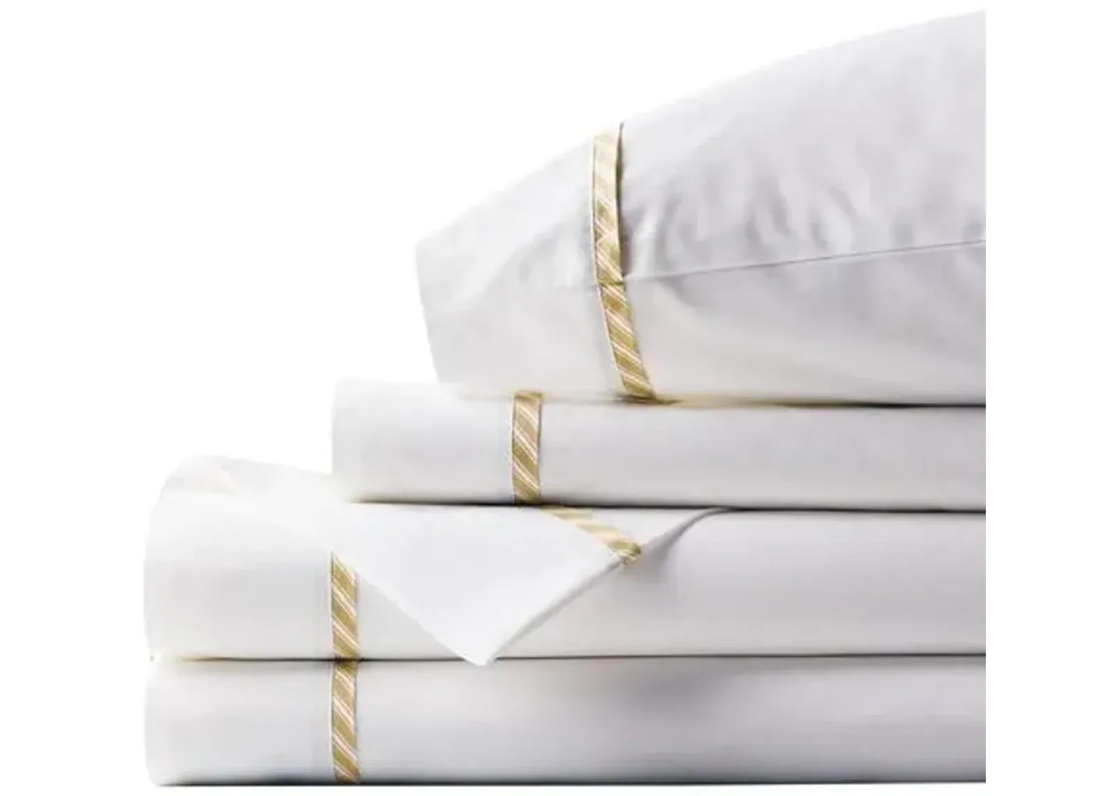 Barclay Butera - Newman Bisque Sheet Set - White/Yellow, 300 Thread Count, Egyptian Cotton Sateen, Soft and Luxurious