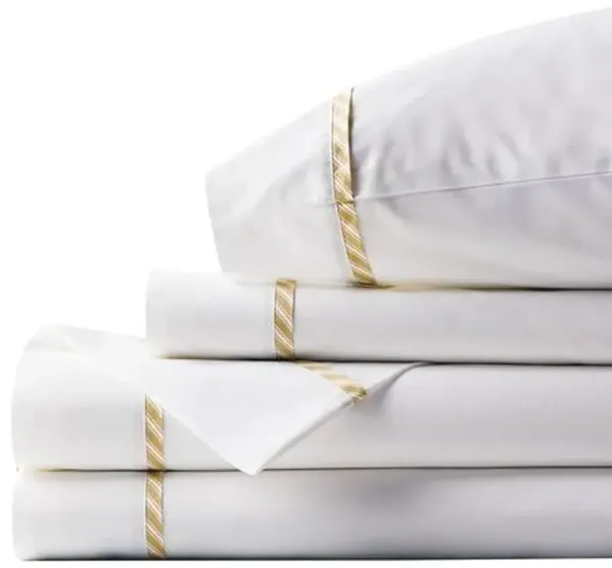 Barclay Butera - Newman Bisque Sheet Set - White/Yellow, 300 Thread Count, Egyptian Cotton Sateen, Soft and Luxurious