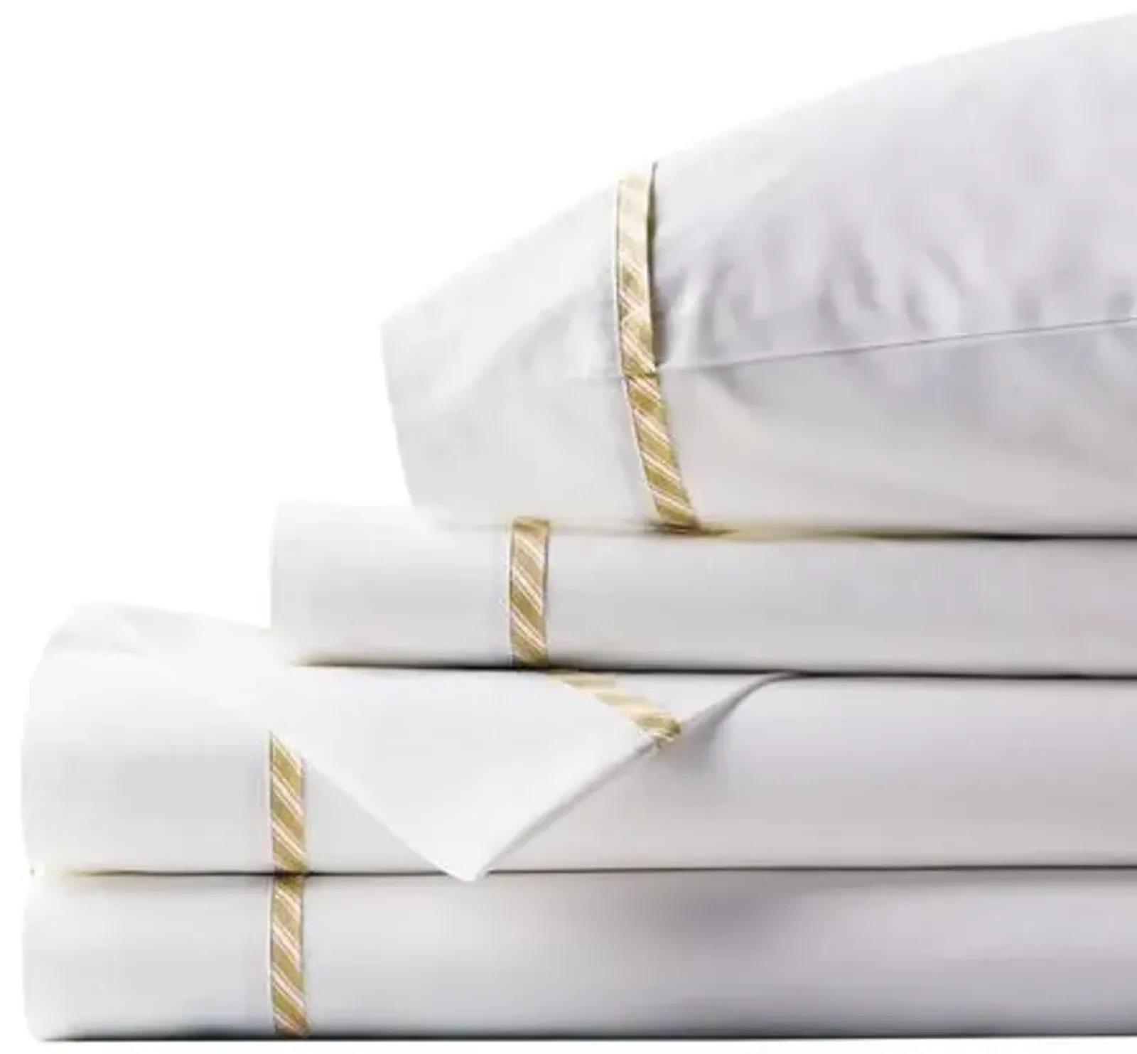 Barclay Butera - Newman Bisque Sheet Set - White/Yellow, 300 Thread Count, Egyptian Cotton Sateen, Soft and Luxurious