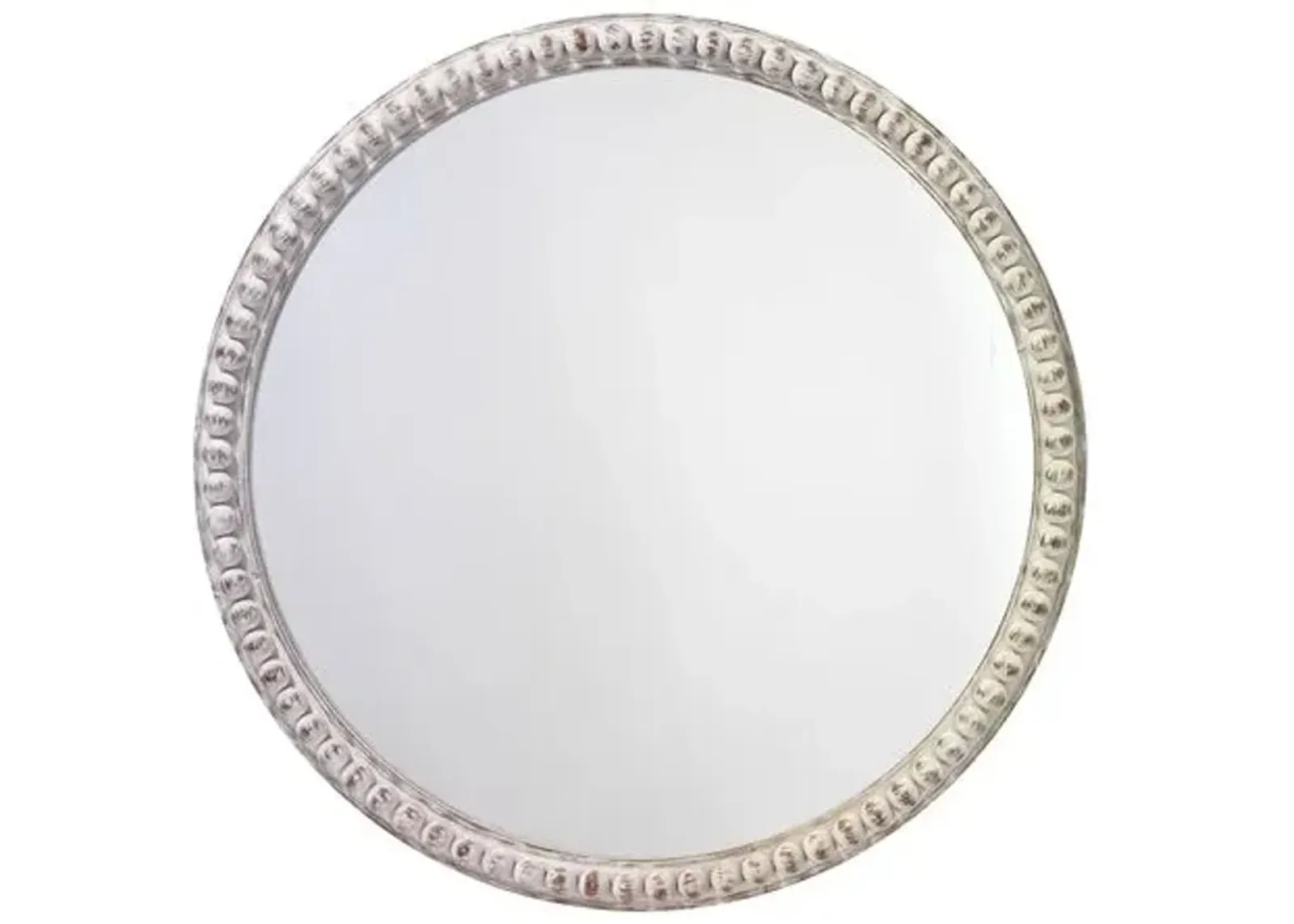 Audrey 30" Round Wall Mirror - White Washed Wood - Jamie Young Co.