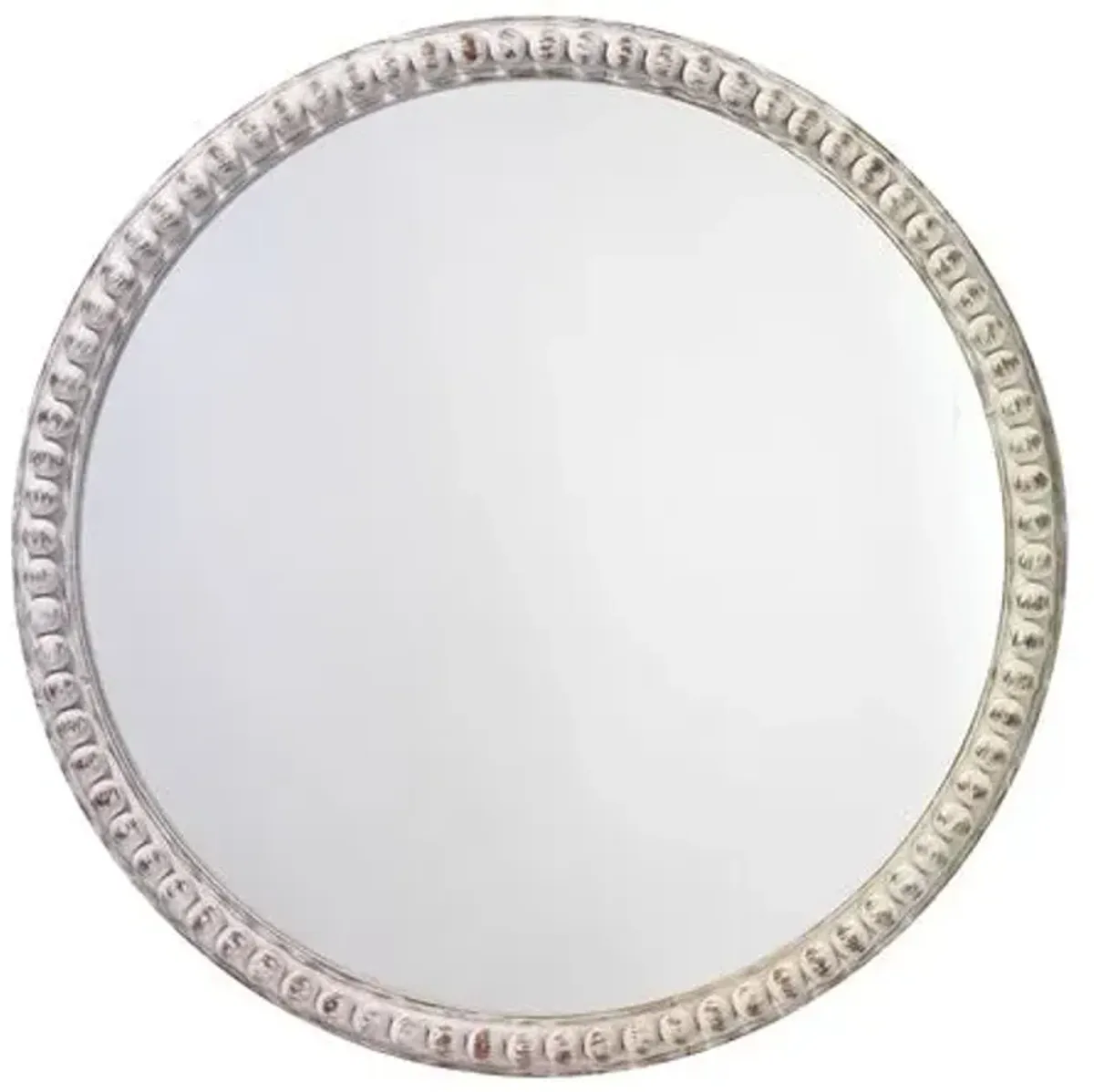 Audrey 30" Round Wall Mirror - White Washed Wood - Jamie Young Co.