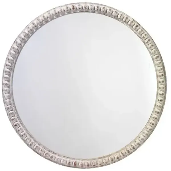 Audrey 30" Round Wall Mirror - White Washed Wood - Jamie Young Co.
