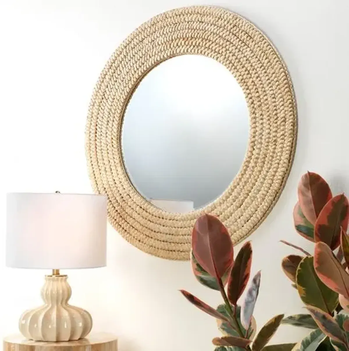 Tess Round Wall Mirror - Natural Seagrass - Jamie Young Co.