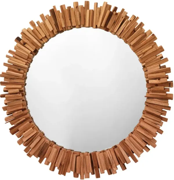 Ember Round  Driftwood Wall Mirror, Natural