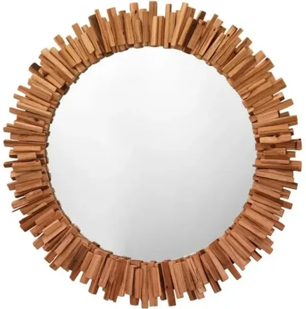Ember Round Driftwood Wall Mirror - Natural
