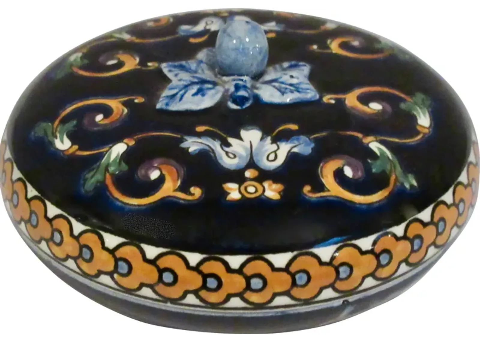 Gien French Faience Bon Bon Box - The Emporium Ltd. - Blue