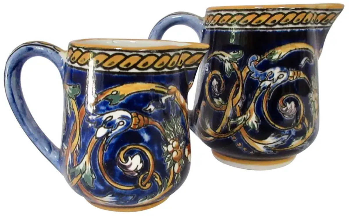 Gien French Faience Pitchers Set of 2 - The Emporium Ltd. - Blue