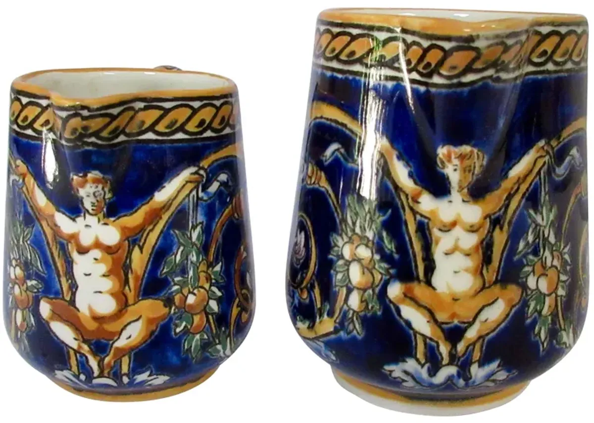 Gien French Faience Pitchers Set of 2 - The Emporium Ltd. - Blue