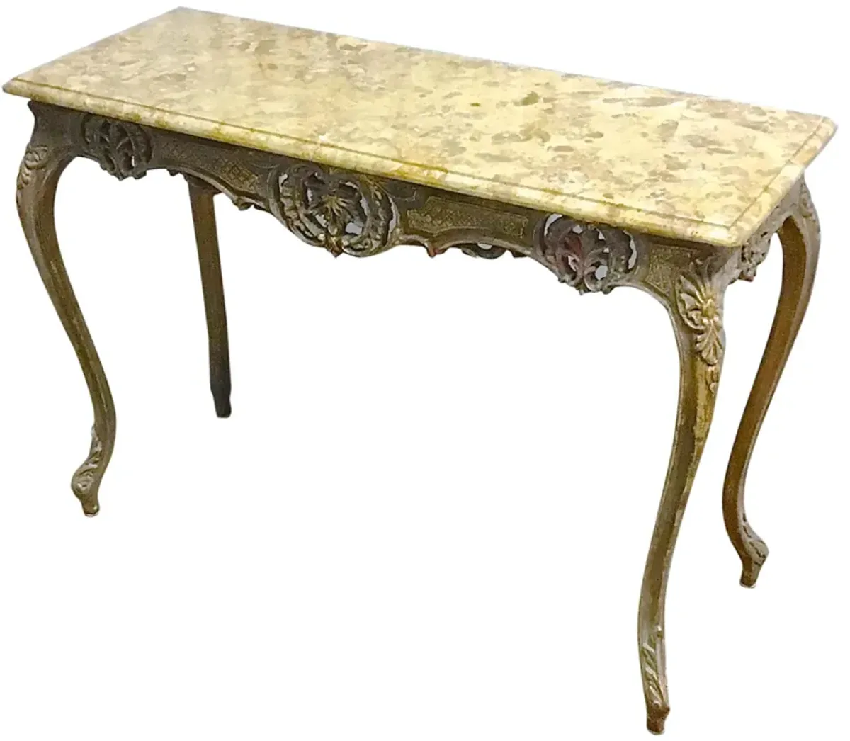 Antique Giltwood & Marble Console Table - Vermilion Designs - Gold